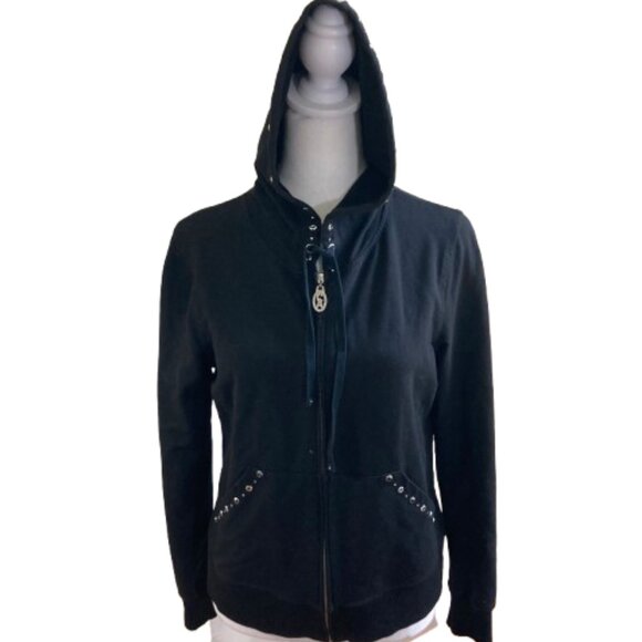 Christine Alexander Black Hoodie with Swarovski Crystals Full Zip, sz. Medium - Picture 2 of 14